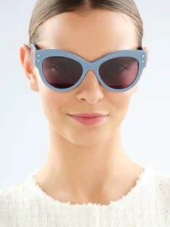 Okulary przeciwsłoneczne damskie, kocie oczy, niebieskie