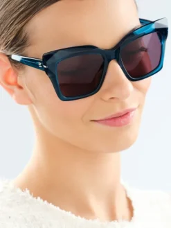 Okulary przeciwsłoneczne damskie, prostokątne, niebieskie