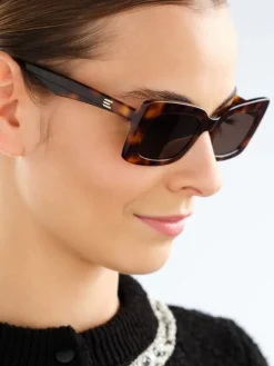 Okulary przeciwsłoneczne damskie, prostokątne, brązowe