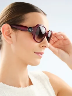 Okulary przeciwsłoneczne damskie, okrągłe, bordowe