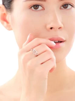 Pierścionek srebrny z cyrkoniami - nieskończoność, serce