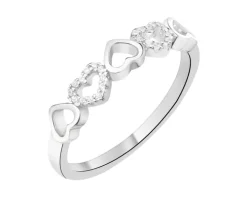 Pierścionek srebrny z cyrkoniami - serca