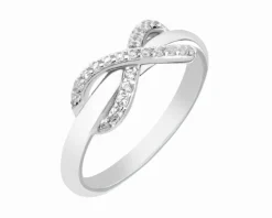 Pierścionek srebrny z cyrkoniami - nieskończoność