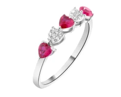 Pierścionek srebrny z cyrkoniami - serca