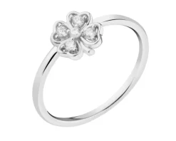 Pierścionek srebrny z cyrkoniami - koniczyna