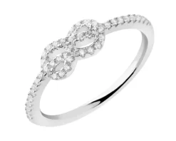 Pierścionek srebrny z cyrkoniami - nieskończoność
