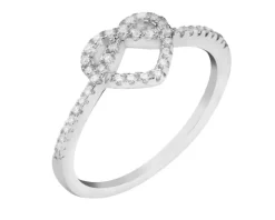 Pierścionek srebrny z cyrkoniami - serca