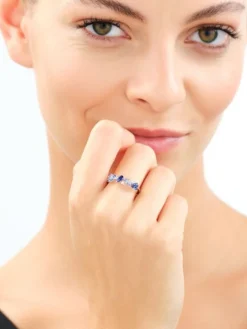 Pierścionek srebrny z cyrkoniami - gwiazdy