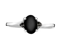 Pierścionek srebrny z onyksem i markasytami