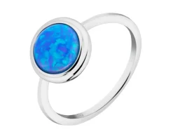 Pierścionek srebrny z opalem - koło