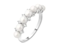 Pierścionek srebrny z perłami i cyrkoniami