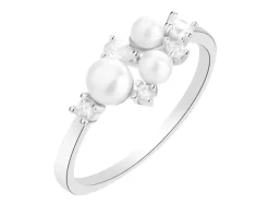 Pierścionek srebrny z perłami i cyrkoniami