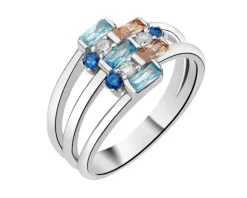 Pierścionek srebrny ze spinelem i cyrkoniami