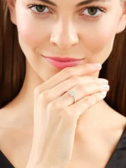 Pierścionek z białego i żółtego z diamentami - 0,72 ct - próba 585