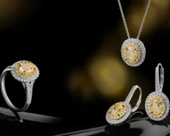 Pierścionek z białego i żółtego złota z diamentami - VS2/Fancy Light Yellow - 1,57 ct - próba 750