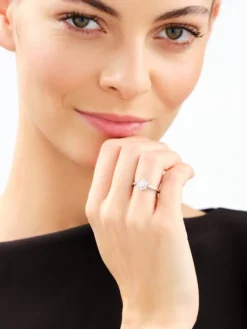 Pierścionek z białego złota z brylantami laboratoryjnymi - 0,53 ct - próba 585