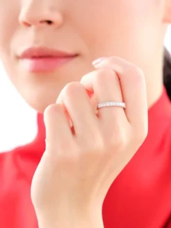 Pierścionek z białego złota z diamentami - 0,77 ct - próba 585