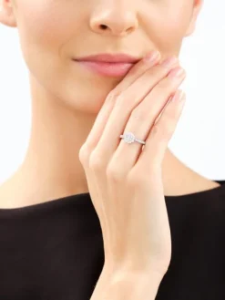 Pierścionek z białego złota z brylantami laboratoryjnymi - 0,44 ct - próba 585