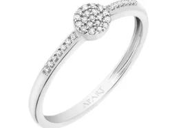 Pierścionek z białego złota z diamentami - 0,09 ct - próba 585