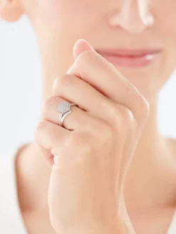 Pierścionek z białego złota z diamentami - 0,24 ct - próba 585