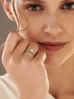 Pierścionek z białego złota z diamentami - 1,20 ct - próba 750