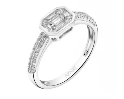 Pierścionek z białego złota z diamentami - 0,55 ct - próba 750