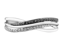 Pierścionek z białego złota z diamentami - 0,09 ct - próba 585