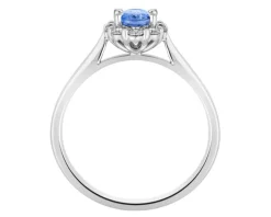 Pierścionek z białego złota z brylantami i tanzanitem - próba 750