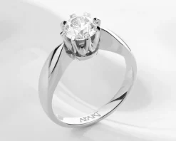 Pierścionek z białego złota z brylantem - 0,10 ct - próba 585