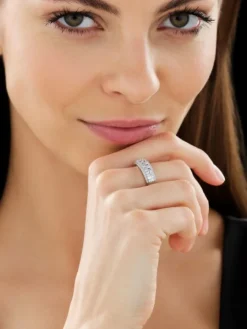 Pierścionek z białego złota z diamentami - 0,98 ct - próba 585