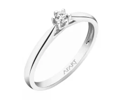 Pierścionek z białego złota z brylantem - 0,08 ct - próba 750