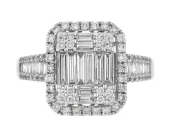 Pierścionek z białego złota z diamentami - 1,20 ct - próba 750