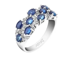 Pierścionek z białego złota z brylantami i szafirami - próba 585