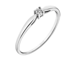 Pierścionek z białego złota z brylantem - 0,01 ct - próba 375
