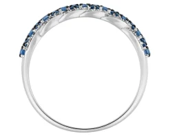 Pierścionek z białego złota z diamentami i szafirami - próba 585