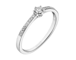 Pierścionek z białego złota z brylantami - 0,12 ct - próba 585