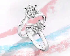 Pierścionek z białego złota z brylantem - 0,09 ct - próba 585