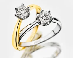 Pierścionek z białego złota z brylantem - 0,70 ct - próba 750