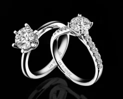 Pierścionek z białego złota z brylantami laboratoryjnymi - 0,53 ct - próba 585