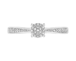 Pierścionek z białego złota z diamentami - 0,08 ct - próba 750