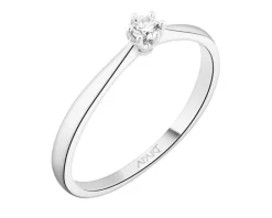 Pierścionek z białego złota z brylantem - 0,07 ct - próba 750