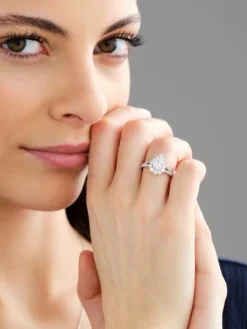 Pierścionek z białego złota z diamentami - SI1/H - 1,65 ct - próba 750