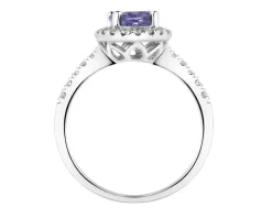 Pierścionek z białego złota z brylantami i tanzanitem - próba 585