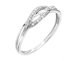 Pierścionek z białego złota z diamentami - 0,03 ct - próba 750