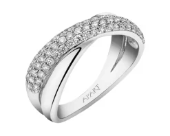 Pierścionek z białego złota z brylantami - 0,72 ct - próba 585