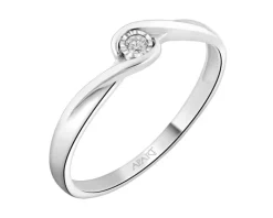 Pierścionek z białego złota z brylantem - 0,02 ct - próba 750