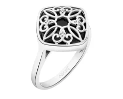 Pierścionek z białego złota z diamentami - próba 585