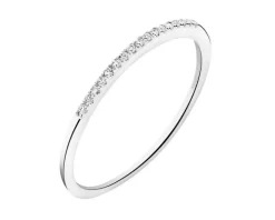 Pierścionek z białego złota z diamentami - 0,03 ct - próba 375