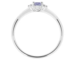 Pierścionek z białego złota z diamentami i tanzanitem - próba 585