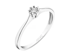 Pierścionek z białego złota z brylantem - 0,02 ct - próba 585